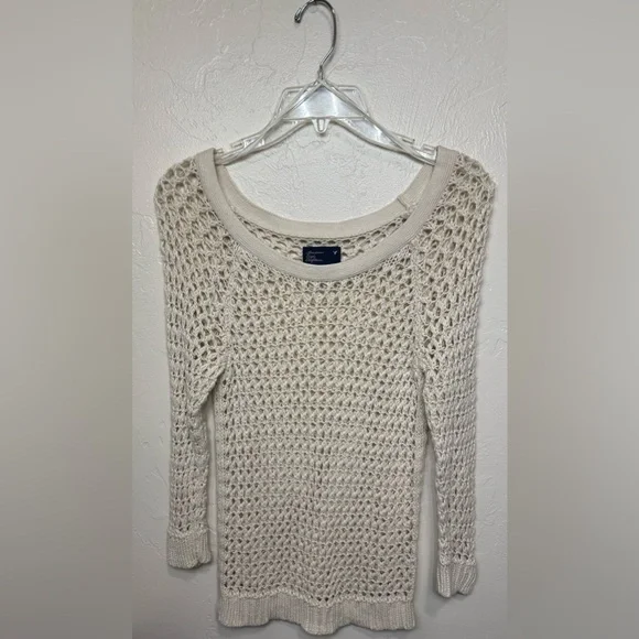 American Eagle Outfitters Open-Knit Cream Sweater - Picture 1 of 5